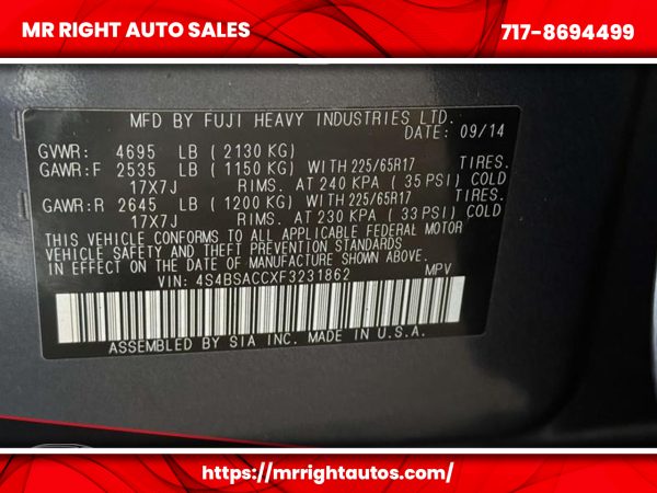 2015 Subaru Outback 4dr Wgn 2.5i Premium PZEV - Image 20